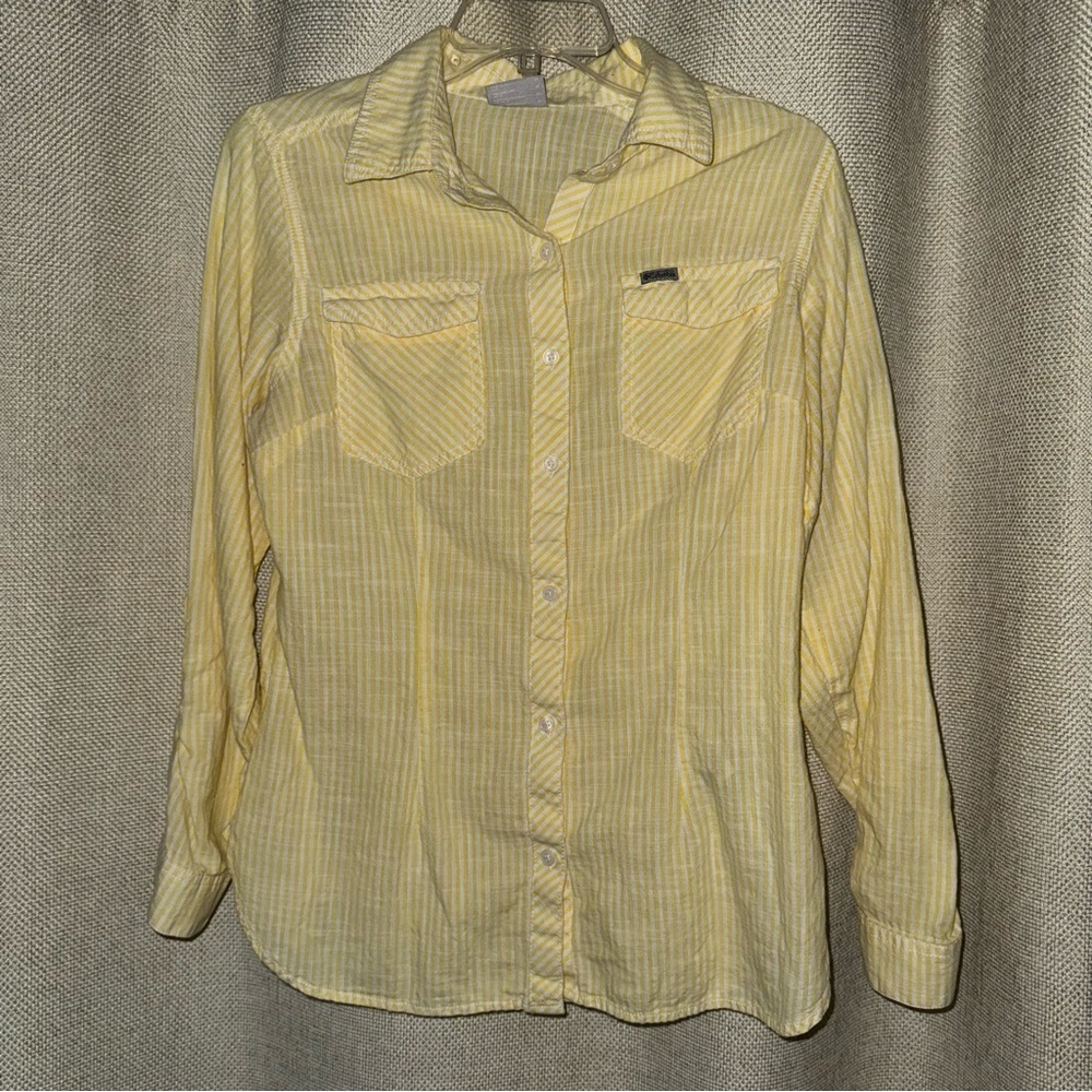 Women’s 100% cotton lightweight, long sleeved, striped shirt by Columbia